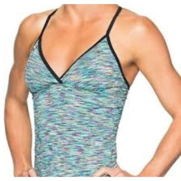 Athleta‎ Green Multicolor Space Dye Racerback Kata Tankini Top Size S - Picture 1 of 13